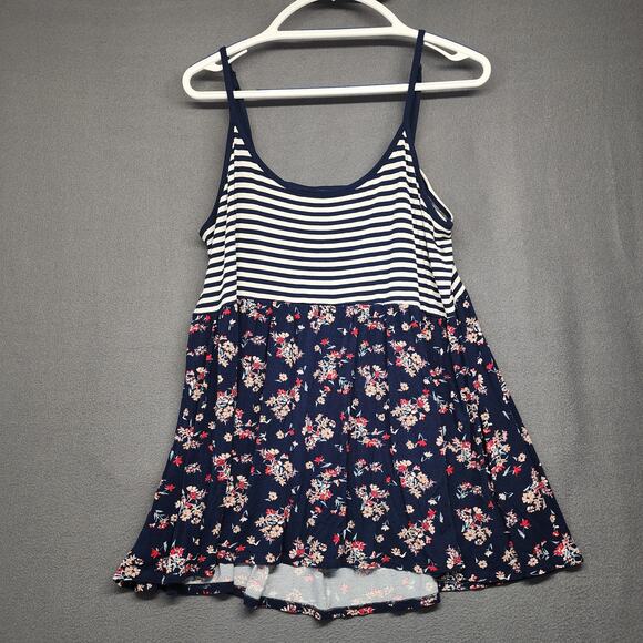 Torrid Tunic Top Mini Dress Women 2 US XXL Super Soft Knit Floral Stripe Tank - Picture 1 of 11